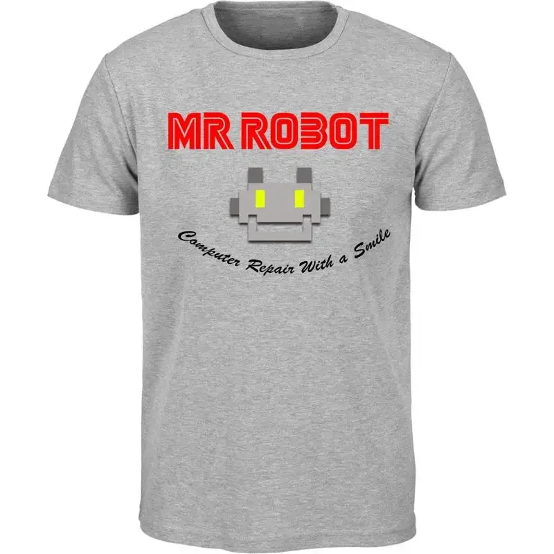 Mr Robot Smile Logo Style T shirt FSociety Hacker Collective TV Evil Corp Mens