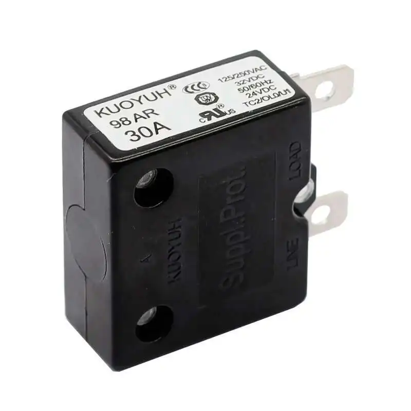 Kuoyuh 98AR سلسلة 5A 10A 15A 20A 25A 30A 40A 50Amotor حماية مفتاح حراري الزائد قطاع دارة