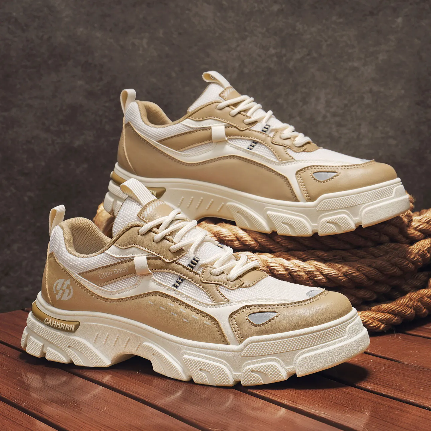 Autumn New Men's Versatile High-Top Trendy Thick-Soled Running Shoes Casual Fashion Sneakers Suitable for Outdoor Sports