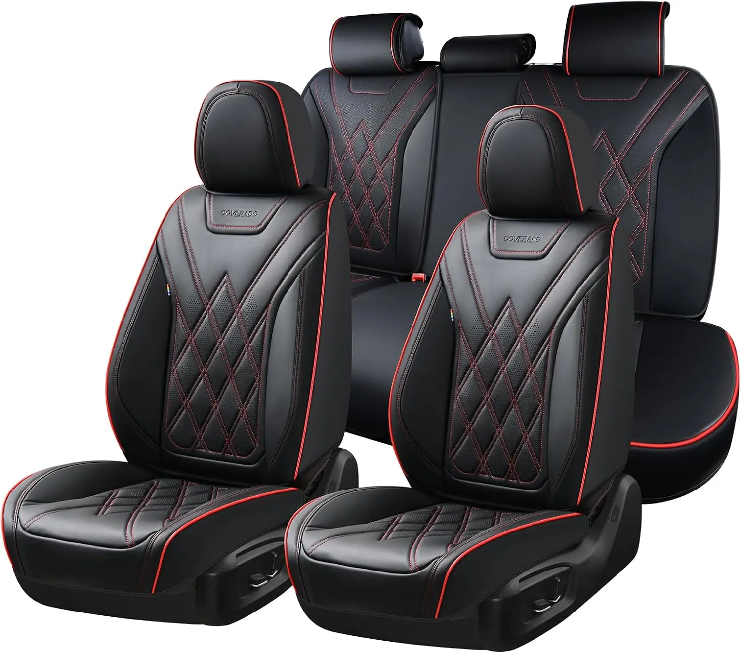 Car Seat Covers Full Set, Seat Covers for Cars, Waterproof Leather Automotive Seat Cover, Universal Car Interior Protectors Cush