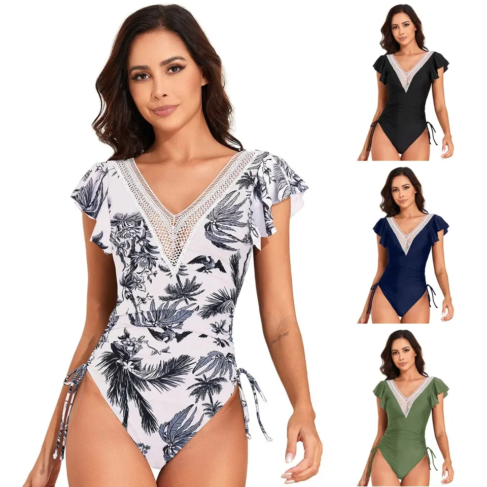 Women 1 Piece Swimwear Push Up Padded Bikini Swimsuit Training Athletic Swimwear Sport Shirred Tank Cut Out Sexy Swimsuit