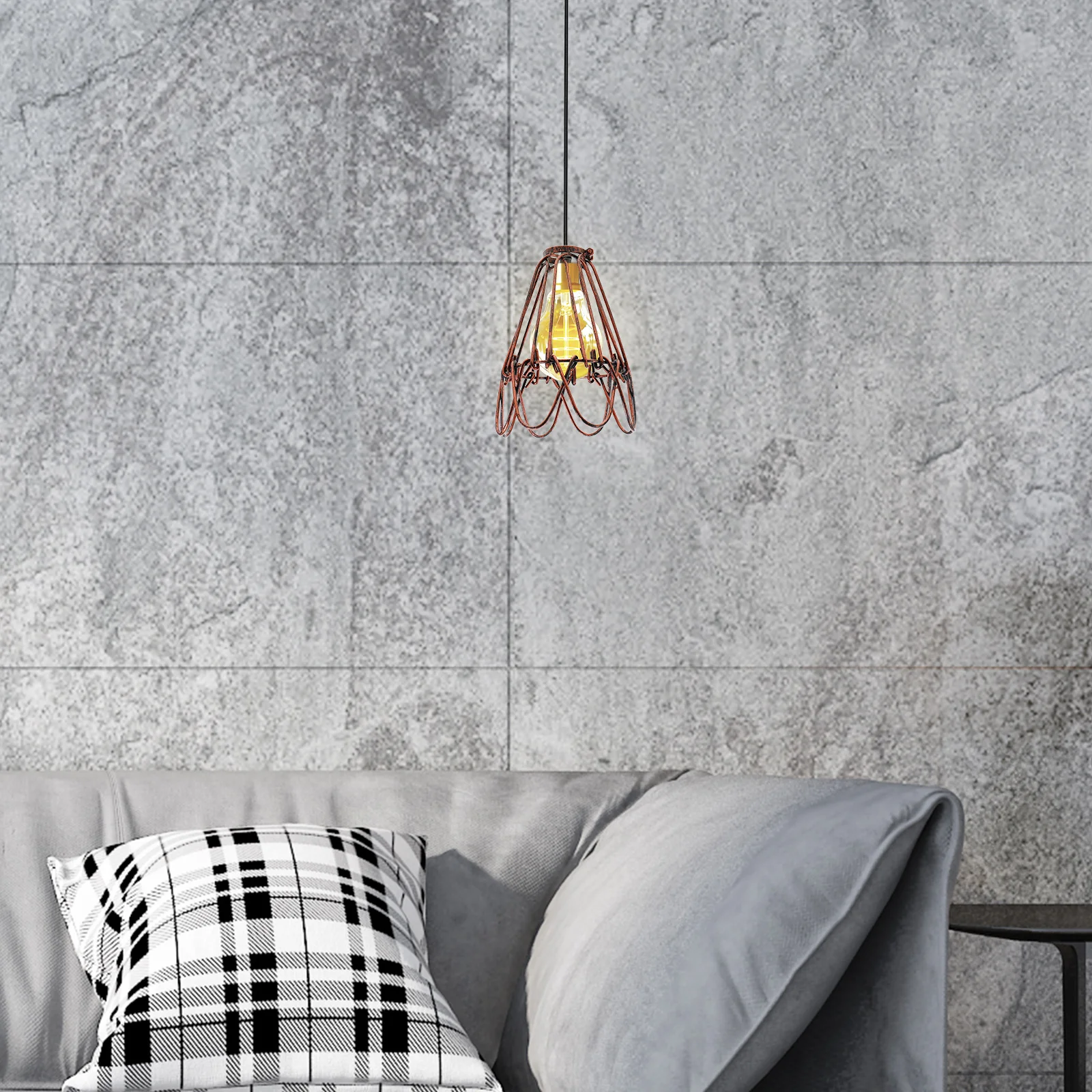 سلك الحديد عاكس الضوء خمر نمط غطاء خفيف معدني تصميم جوفاء للمنزل مكتب مطعم الإضاءة الزخرفية التبعي #6