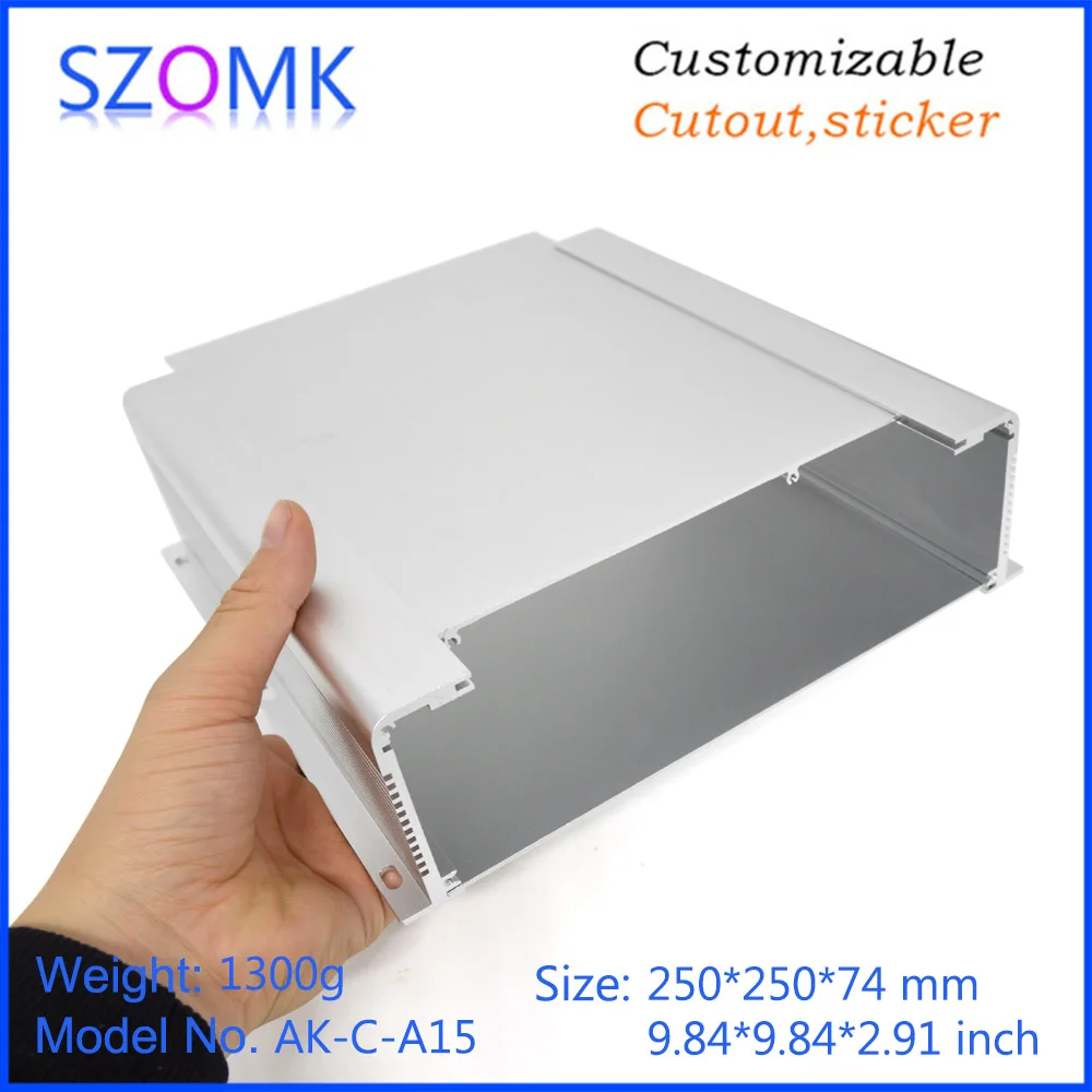 1Pcs wall mounting aluminum case electrical control enclosure 74*250*250mm szomk new arrival grey aluminum distribution box