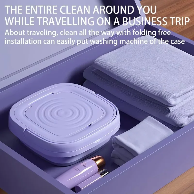 Mini Folding Portable Washing Machine 8L Socks Underwear Panties Retractable Automatic Washing Machine Travel Home Bra Washer image 6