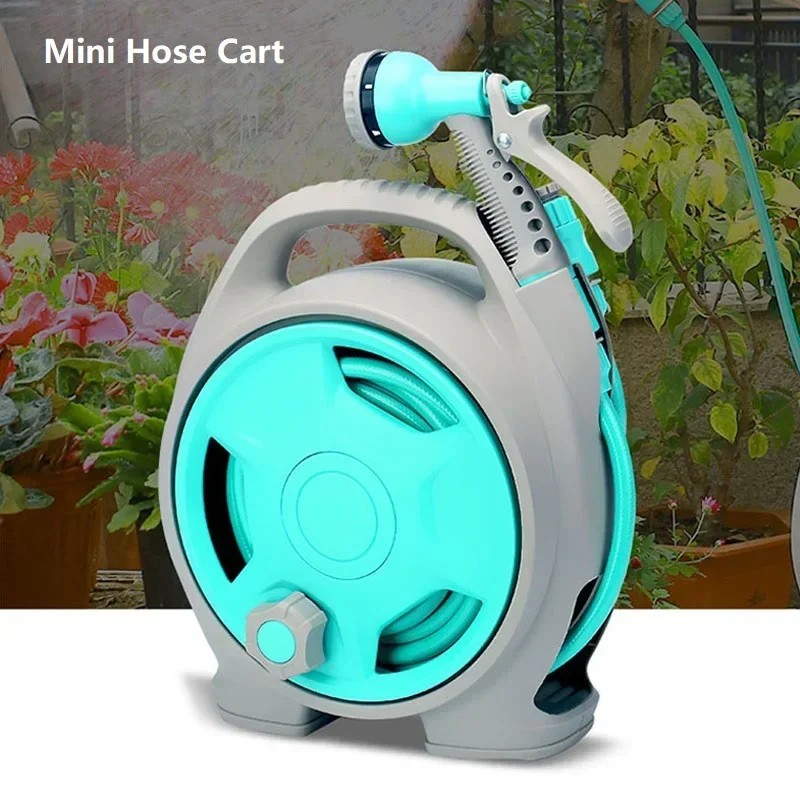 

15M Retractable Water Hose Reel with Universal Joint Sets Portable Cart for Car Wash Gardening and Garden Storage