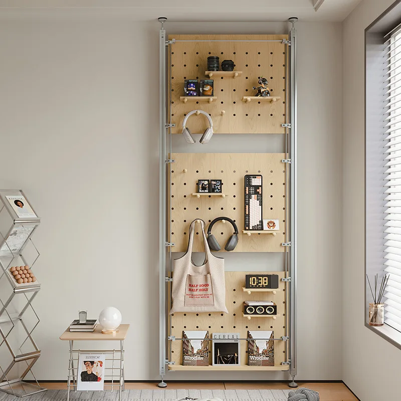 No punching Dingtianli aluminum profile birch hole board shelf living room storage finishing rack nail-free