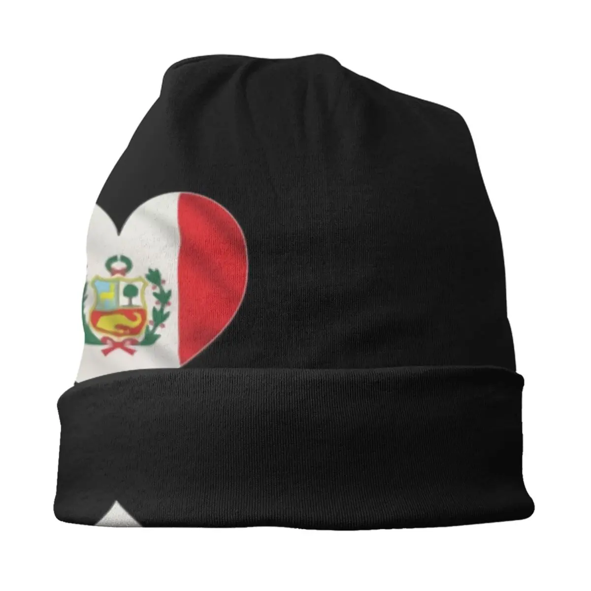 Peru Heart Flag Skullies Beanies Caps Unisex Winter Warm Knitting Hat Men Women Hip Hop Adult Bonnet Hats Outdoor Ski Cap