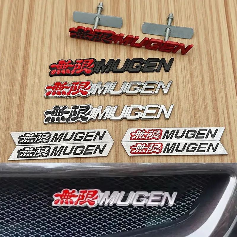 3D Metall Buchstaben Mugen Emblem Auto Frontgrill Logo Hinten Stamm Aufkleber Kotflügel Seite Abzeichen für Auto Außen Zubehör