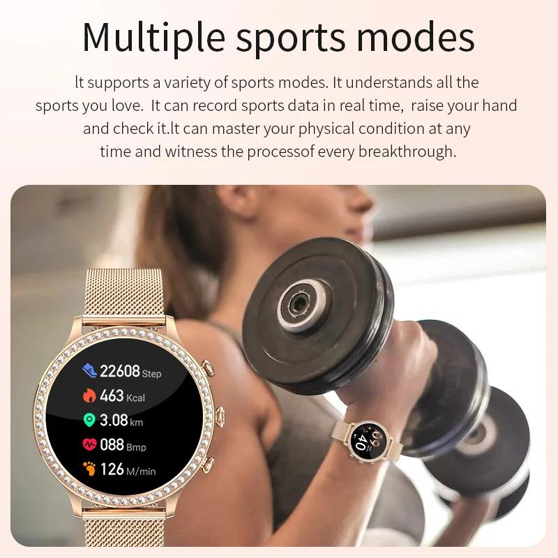 LIGE Moda 1.32 pollici 360*360AMOLED HD Schermo Frequenza cardiaca Monitor di salute Bracciale elettronico Chiamata Bluetooth Smart Watch per le donne