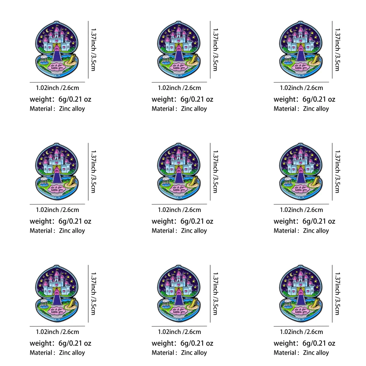 9pcs/Set Do It For Little You Enamel Pin Kawaii Pocket Castle Brooch Backpack Lapel Badge Jewelry Accessories Gift for Friends