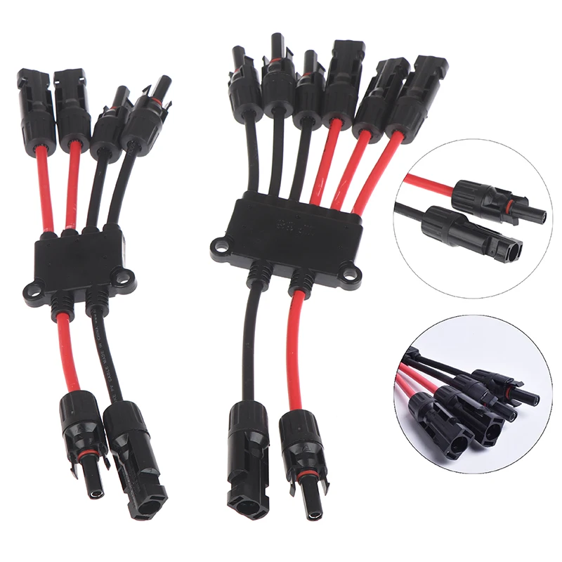 Black/Red 2 To 4/6/8 Y Branch P Solar Connectors For Solar Panels Tool-Free Connectors Splitter For Boat And RV