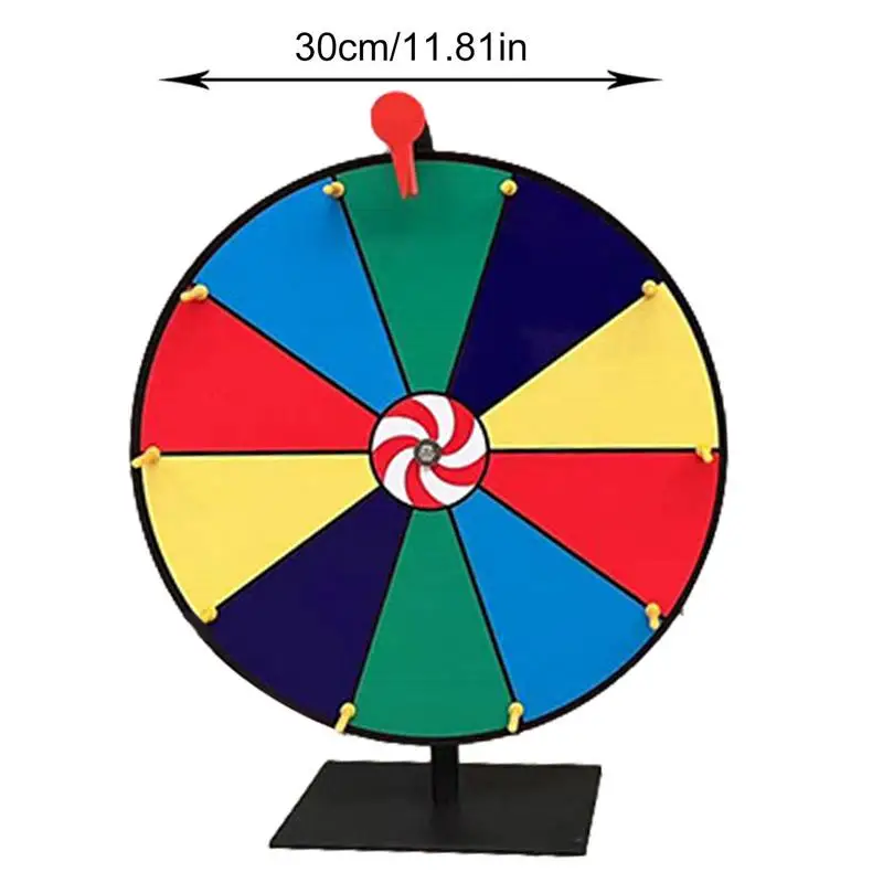 Color Prize Wheel Tabletop Roulette Spinner Of Fortune Win Fortune Spin Game 11.8 Inch Erasable Roulette Wheel With Stand For