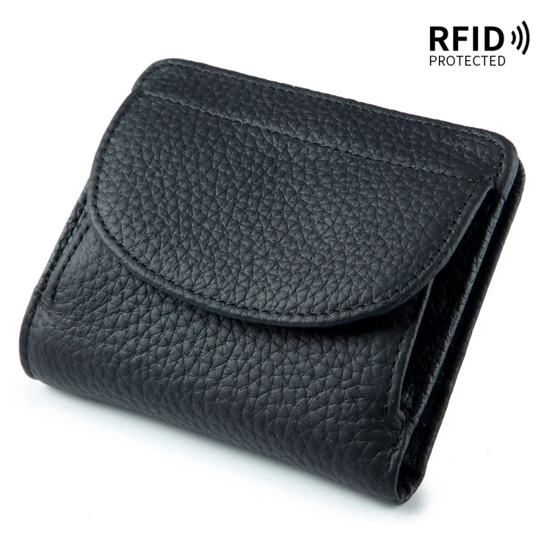 Western Multifunctional RFID Cowhide Leather Women Wallet Large Capacity Card Holder Purse for Ladies