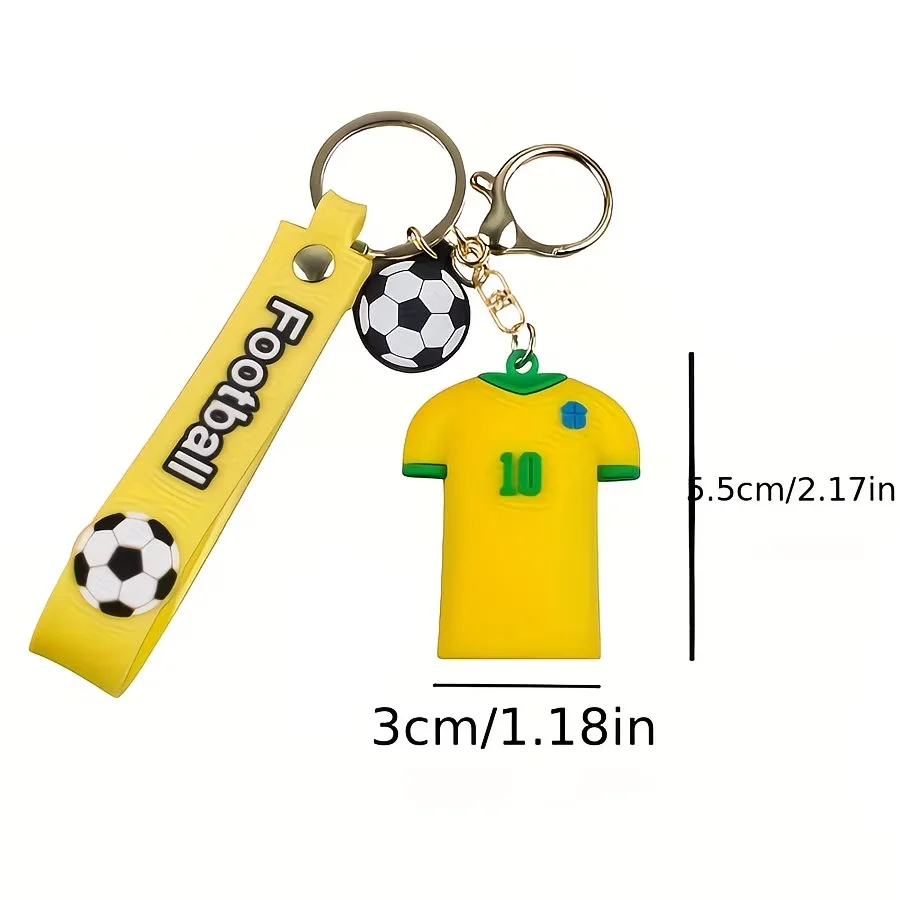 3-Piece Football Jersey Keychain Set – Argentina, France, Brazil Style Football Jersey Keychains | Silicone Football Fan Gifts for Boys, Men, and Sports Enthusiasts