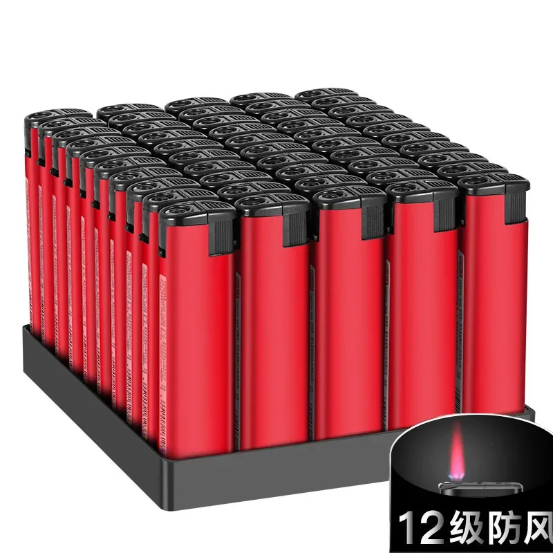 50PC Thickened Windproof Lighter Inflatable Butane Gas Portable Lighter Wholesale Men's Cigarette Accessories