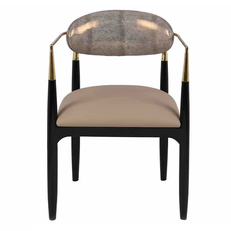 Brass Dining Chair European-Style Simple Copper Art Imitation Leather Soft Bag High Resilience Sponge Restaurant Dining Chair