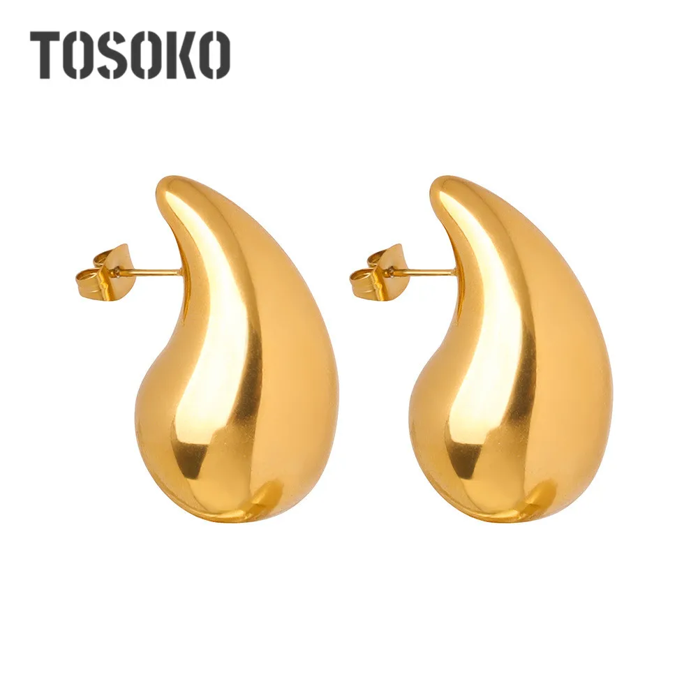 

TOSOKO Stainless Steel Jewelry Elegant Geometric Droplet Pendant Earrings Women's Fashion Earrings BSF1004