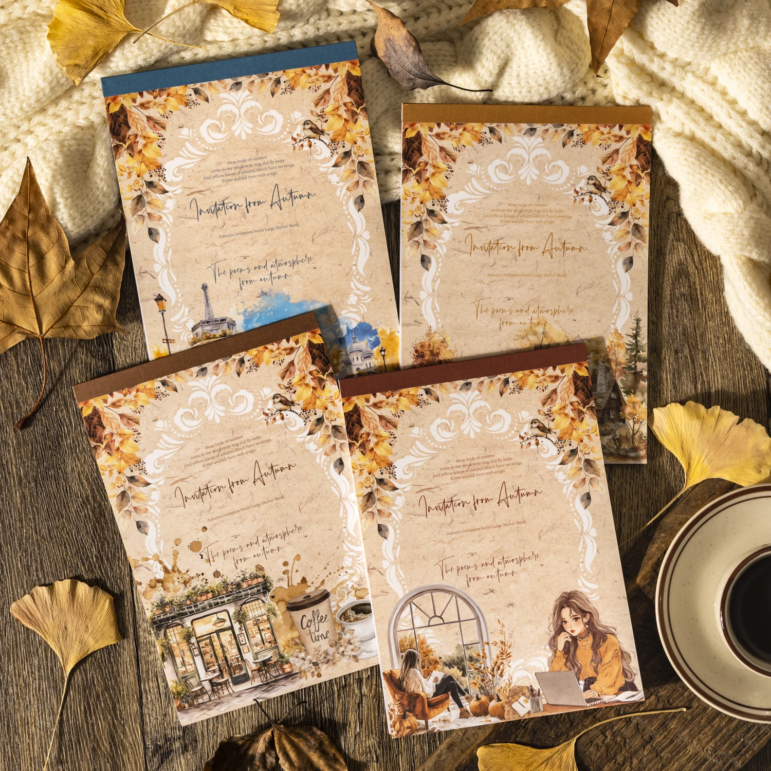 

20sheets/bag Golden Autumn Daily Life Theme Die Cut Sticker Sheets for Scrapbooking DIY Frame Collage Decoration laptop