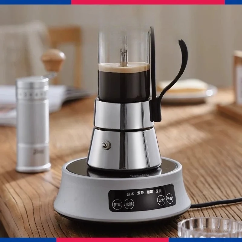 Visual Glass Double Valve Mocha Pot Italian Concentrated Extraction Coffee Pot Electric Ceramic Stove Heating Base