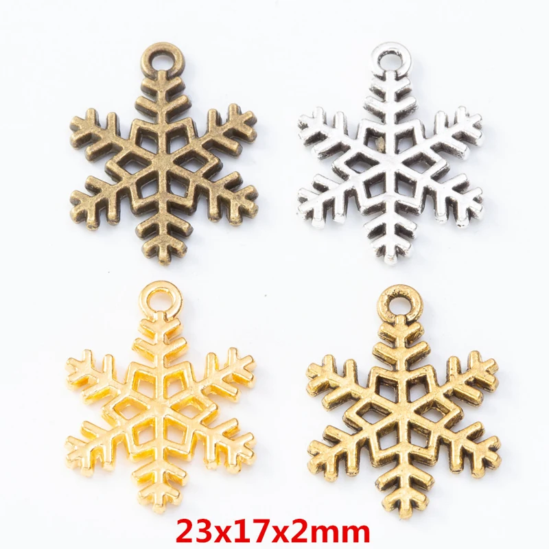 

100pcs 23*17MM Ancient Copper Metal Zinc Alloy Japanese And Korean Light Luxury Simple Fashion Christmas Snowflake Pendant. Girl