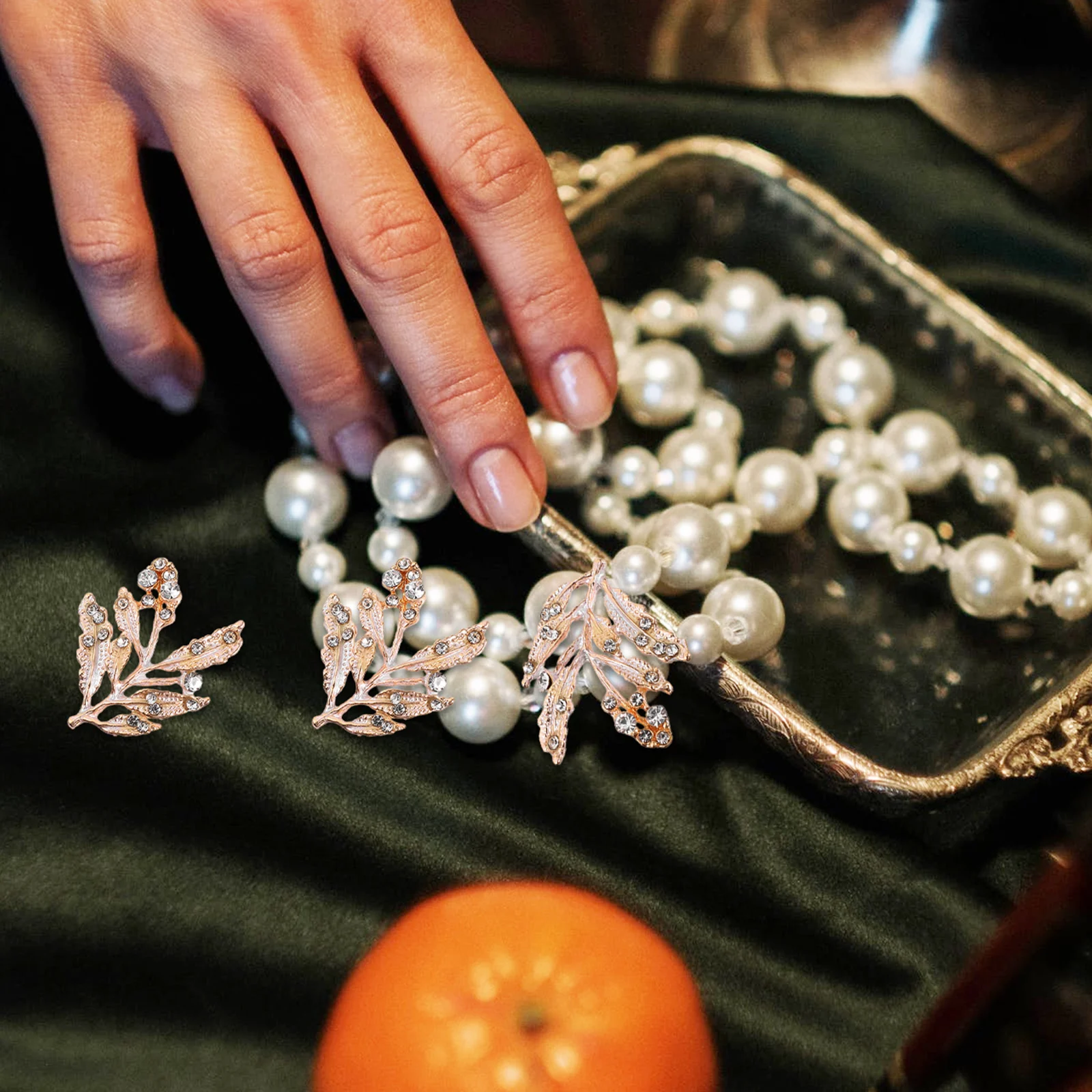 

10 Pcs Leaf Hair Accessories Fashionable Hairpin Charms Decorative Women's Diy Hairpins Crystal Delicate