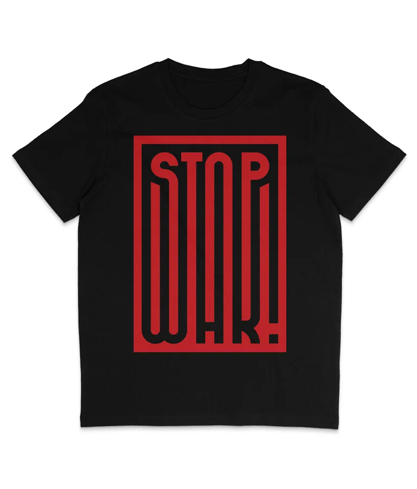 STOP WAR! - Version 2 - Organic T-Shirt - Protest - Stencil - Street Art  Tees Cotton Luxury brand vintage oversized