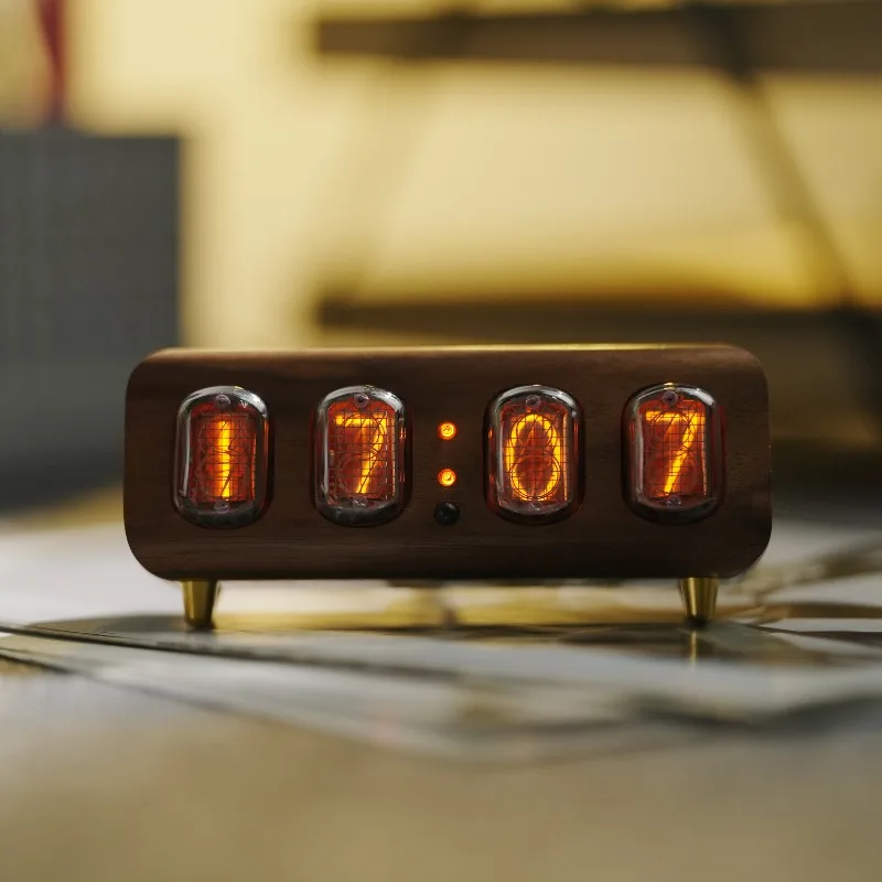 Nordic Minimalist Desk Clocks Wi‑Fi‑Controlled Table Clock Customizable Lighting IN‑12 Nixie Tube Clock Living Room Home Decor
