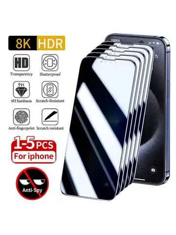 1-5Pc SAnti-Spy Glass For iPhone 15 14 13 12 11 Pro Max Mini X XS XR 7 8 6 Plus Privacy Screen Protector For iPhone SE 2020 2022