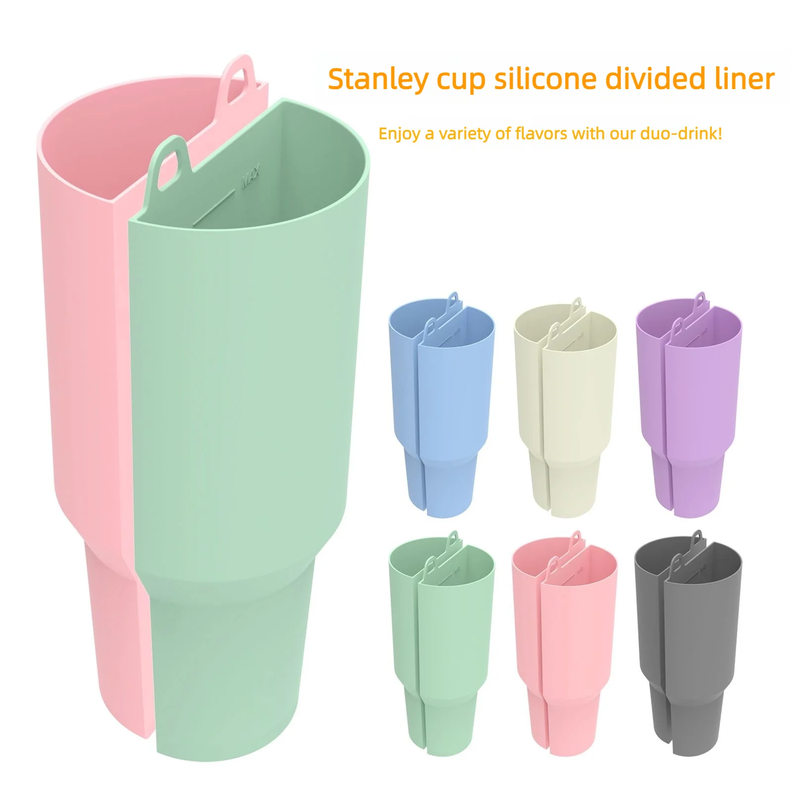 

Silicone 2in1 Cup Drink Divider Compatible with Stanley Tumbler 40 oz Cup Separator with Lid for Dualsided Drink Double Drinks