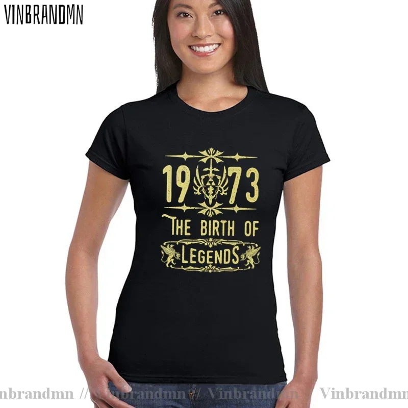 2021 Vintage The birth of Legends 1973 T shirt woman 40th 50th Anniversary Birthday Gifts Retro Tee Fashion 100% Cotton T-Shirts