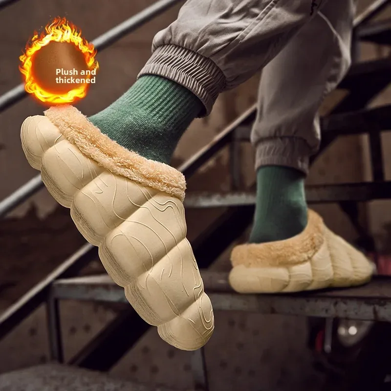 Men Shoes Winter Home Warm Shoes Coconut Lightweight Outdoor 2026 Plus Size Cotton Slippers EVA Sole Material Casual Shoes