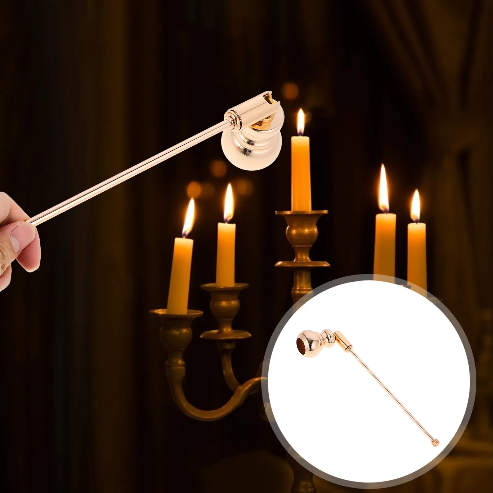 Vintage Candle Snuffer with Long Handle – Safe Wick Extinguisher for Tapered, Jar, Tea Light & Aromatherapy Candles