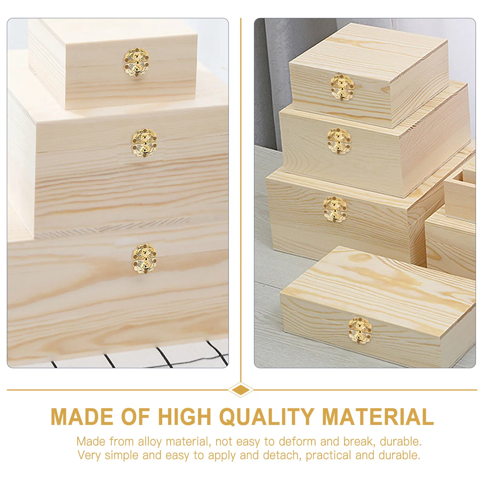 

5pcs Retro Wooden Cabinet Buckle Latch Alloy Panel Hasp Packing Box Door Lock Durable Compact Easy Install Suitable For Notebook