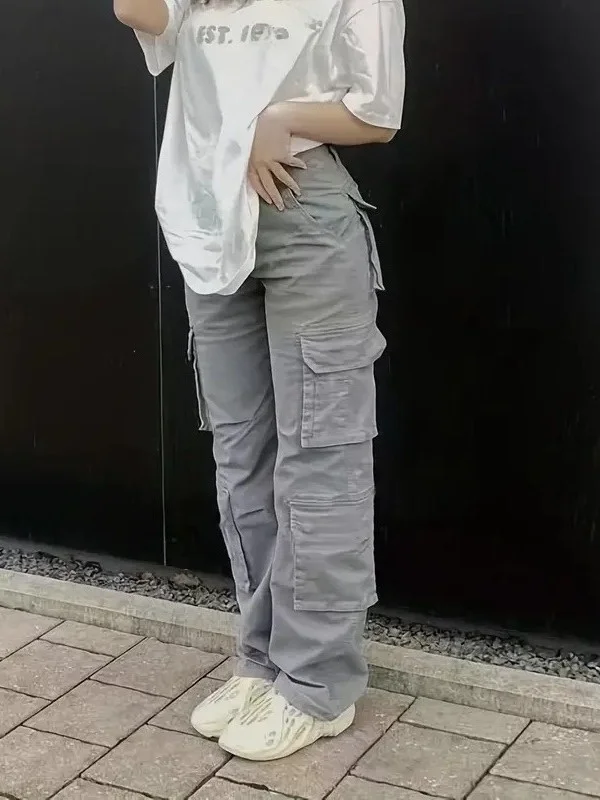 여성 캐주얼 롱 진 워크웨어 데님 하이웨이스트 슬림핏 니트 팬츠 편안하고 통기성 좋은 여름 얇은 면바지