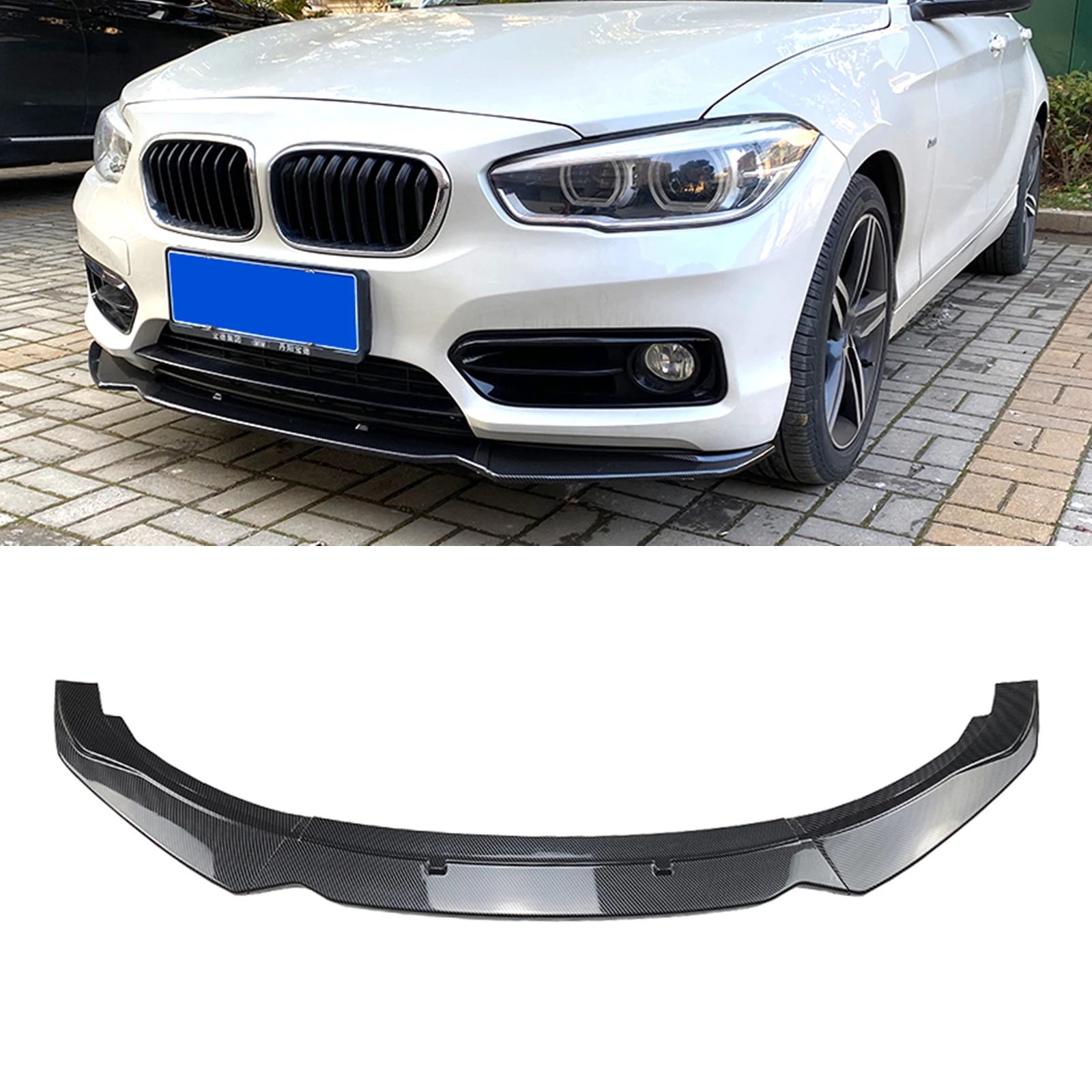 

For BMW 1 Series F20 F21 116i 118i 120i 2011-2019 Carbon Fiber Look Car Front Spoiler Splitter Lip Kit Regular Bumper Model Only