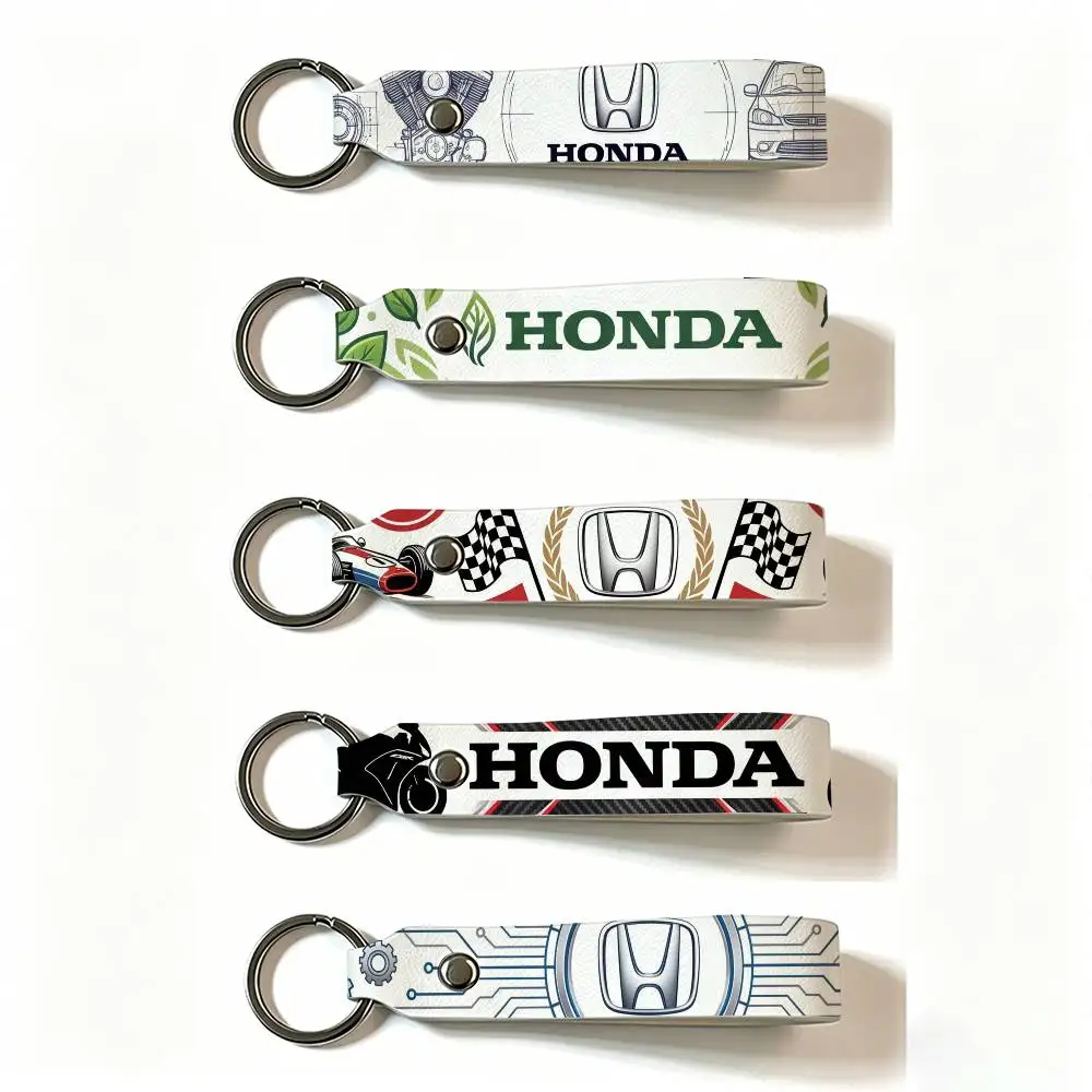 Für Honda Racing Ride PU-Leder Schlüsselanhänger Minimalistischer Schlüsselhalter Langlebiger Schlüsselorganizer Autoschlüsseltasche Zubehör Geschenk