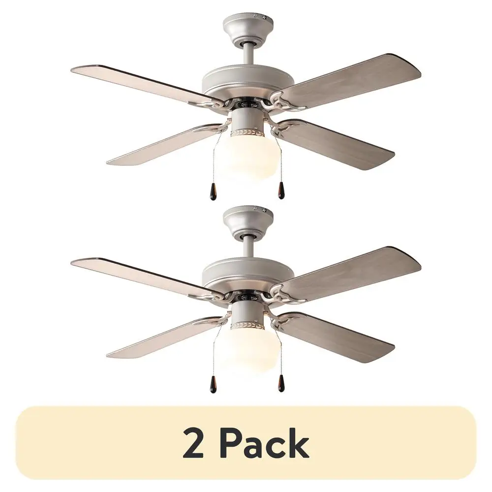 42 Inch Ceiling Fan with Light Kit 2 Pack Reversible Motor Quiet Operation Downrod Tri Mount Small Spaces