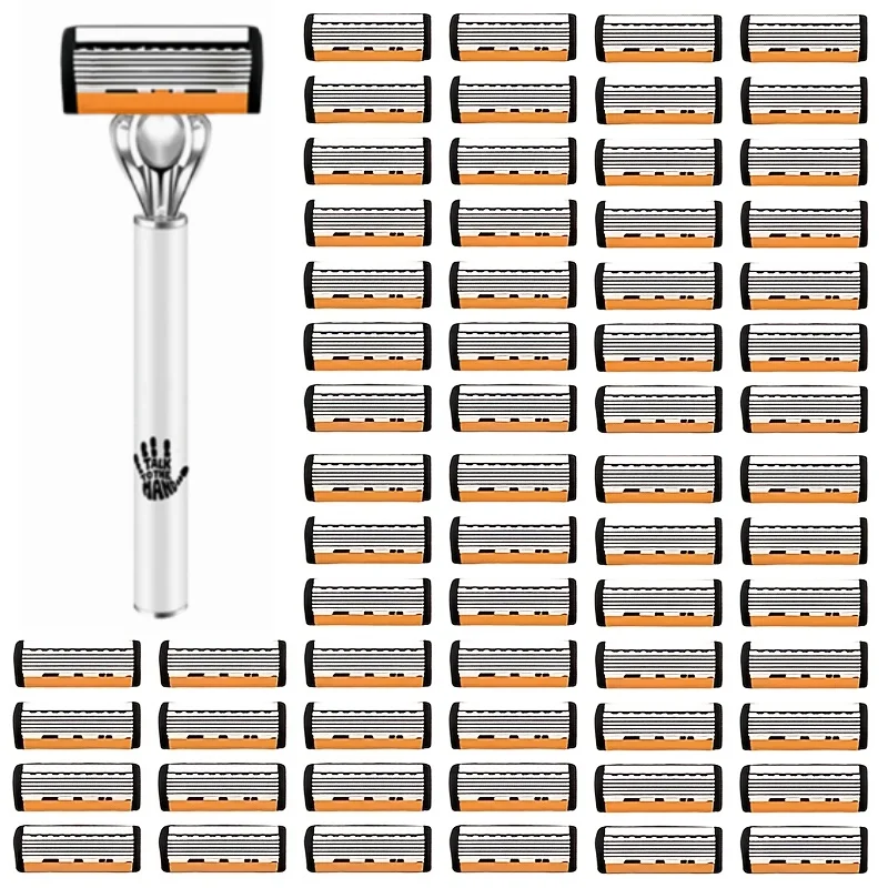60P New Design Shaver Men Razor Shaving 6-Layers Sharp Stainless Steel Changeable Shaver Head for Smooth Shaving Knife