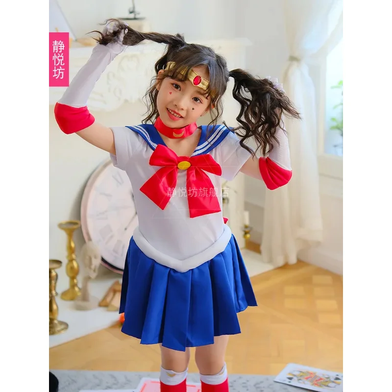 5PCS Anime sailor suit Moon Cosplay Costumes Tsukino Beautiful Girl Uniform Kid Dress Halloween Costumes Women Clothing*.1