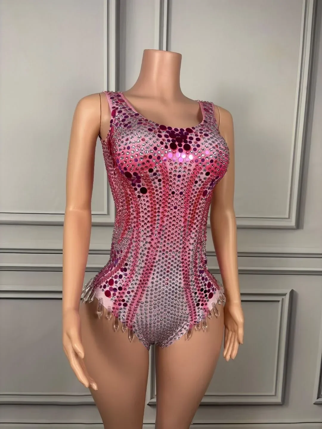 2024 New Arrival Sparkly Rhinestones Tight Bodysuit For Women Sexy Performance Dancer Costume Nightclub Bar DJ Show Stage Wear