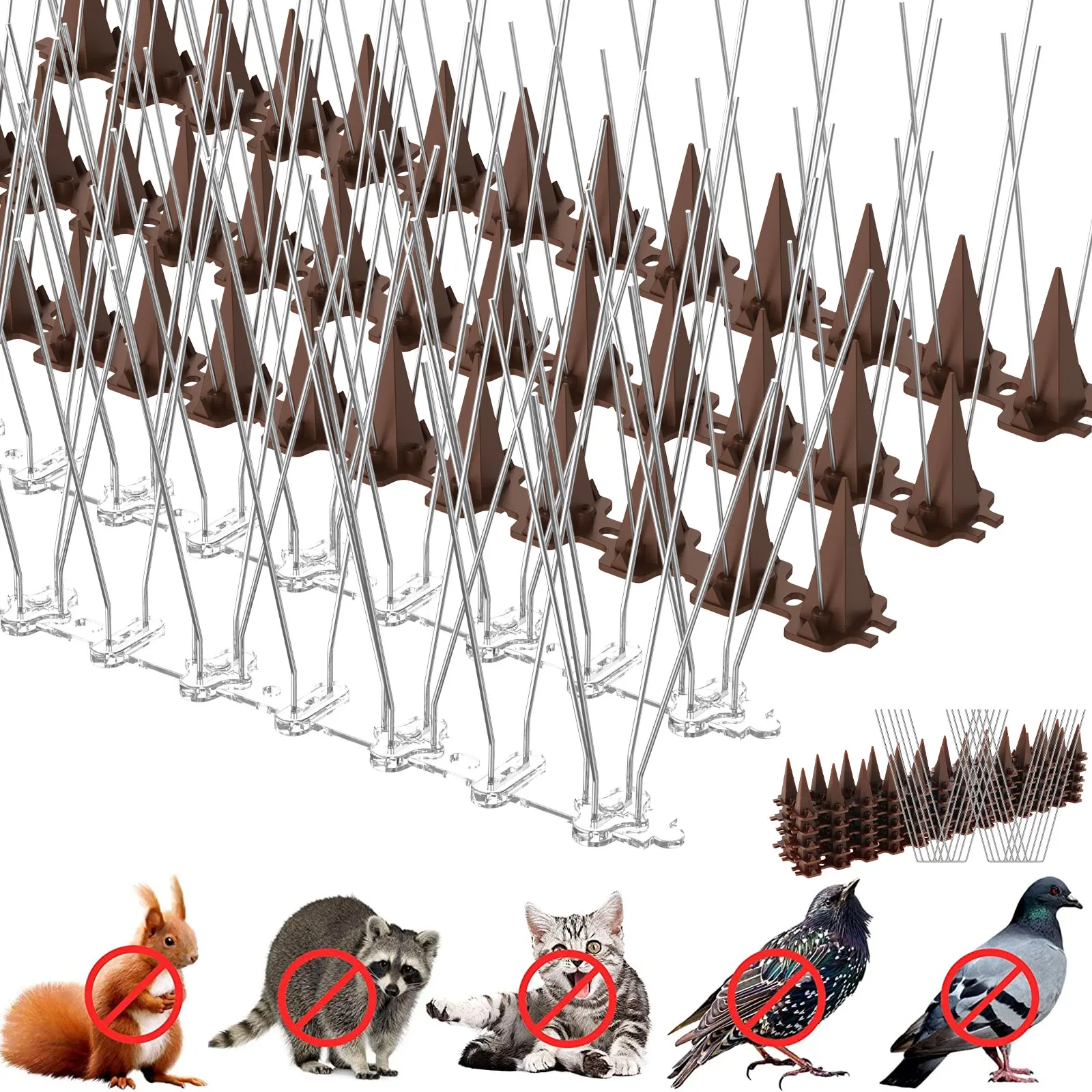 10/12Pcs Bird Spikes Durable Garden Fences Roof Stainless Steel Pigeon Repellent Spikes for Deterring Bird Pigeon Squirrel Cats