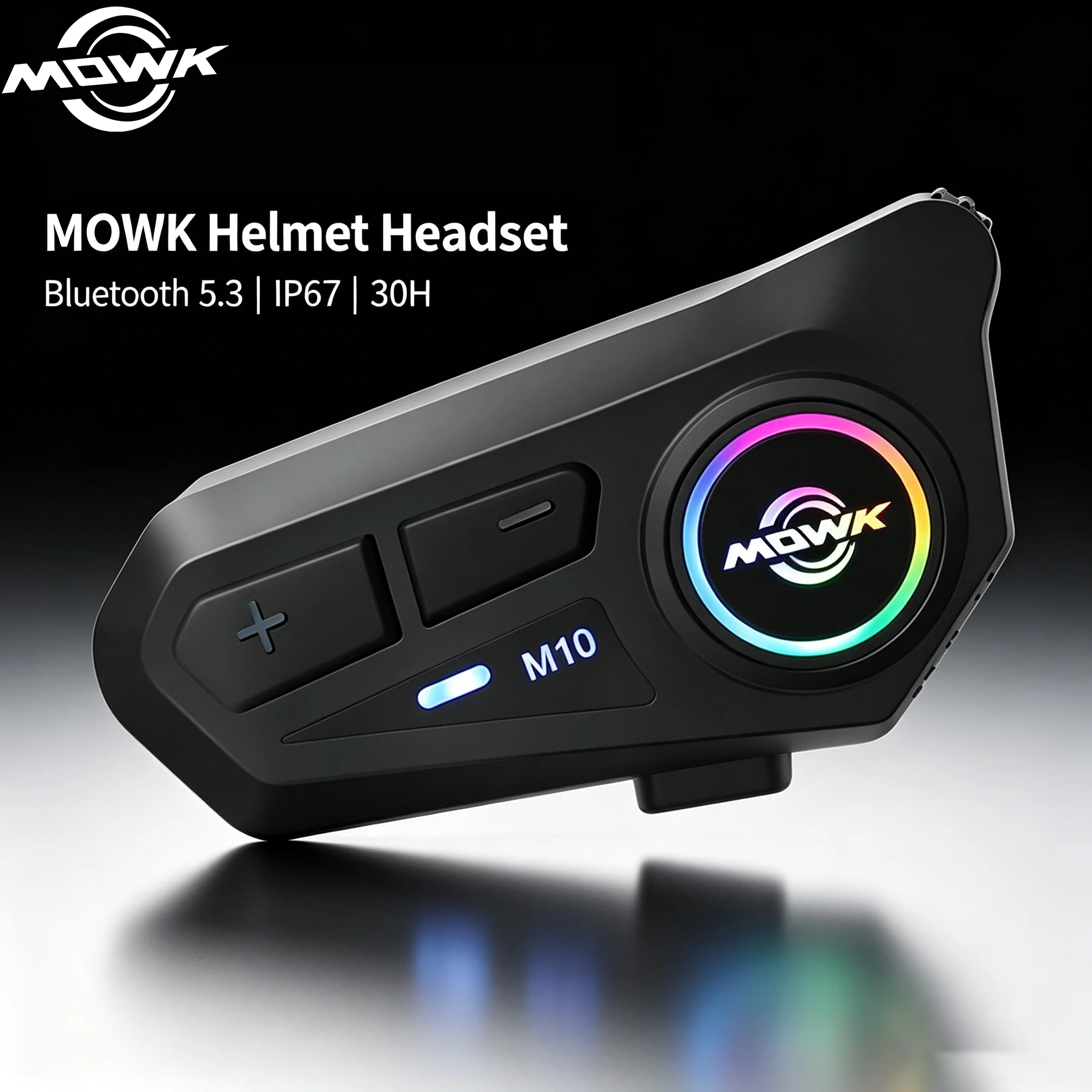 MOWK M10 Bluetooth 5.3 Motorcycle Helmet Headset IP67 Waterproof CVC DSP Noise Cancelling Universal Wireless Motorbike Earphone