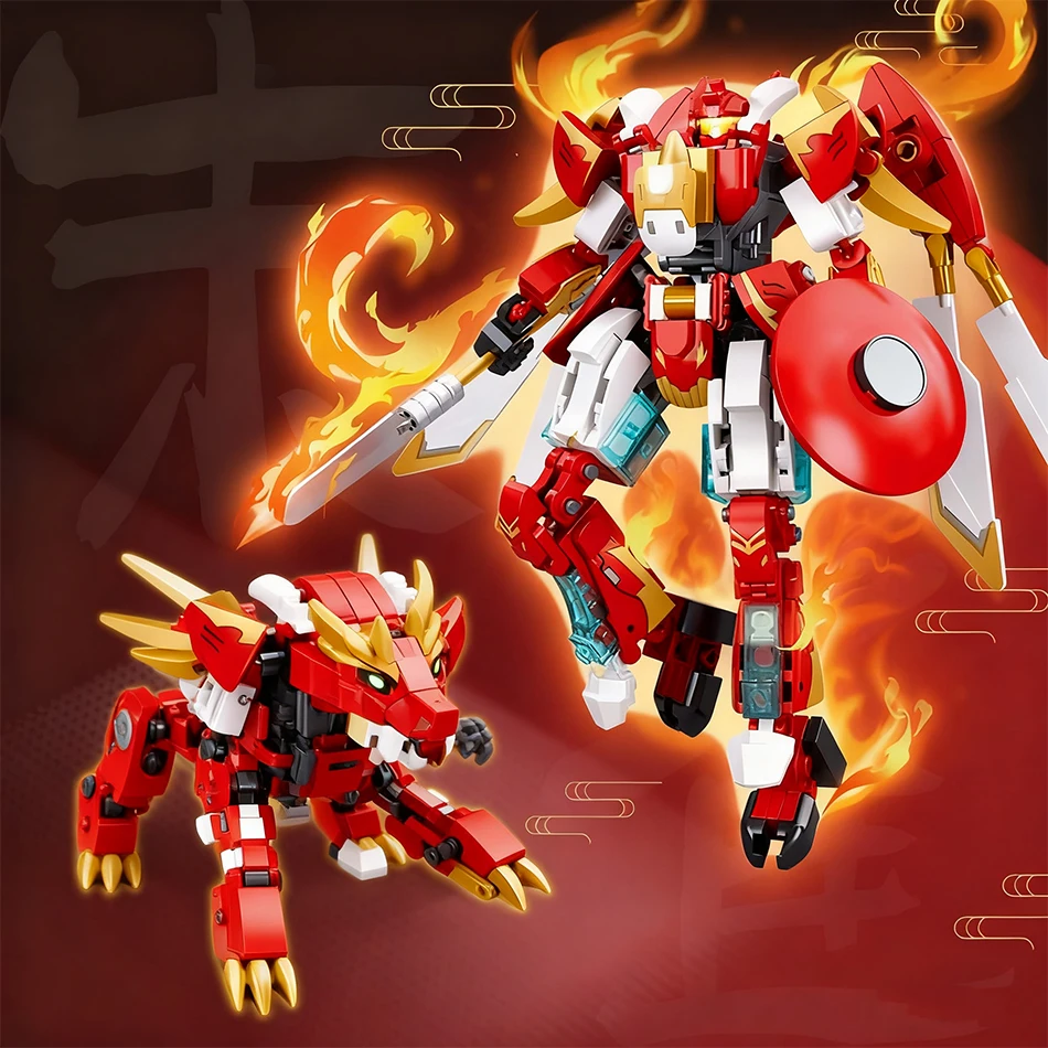 2IN1 Krieger Serie Transformation Mecha Roboter Bausteine Kreative Super Bettle Mechs Montieren Spielzeug Set Für Jungen Kinder Geschenke