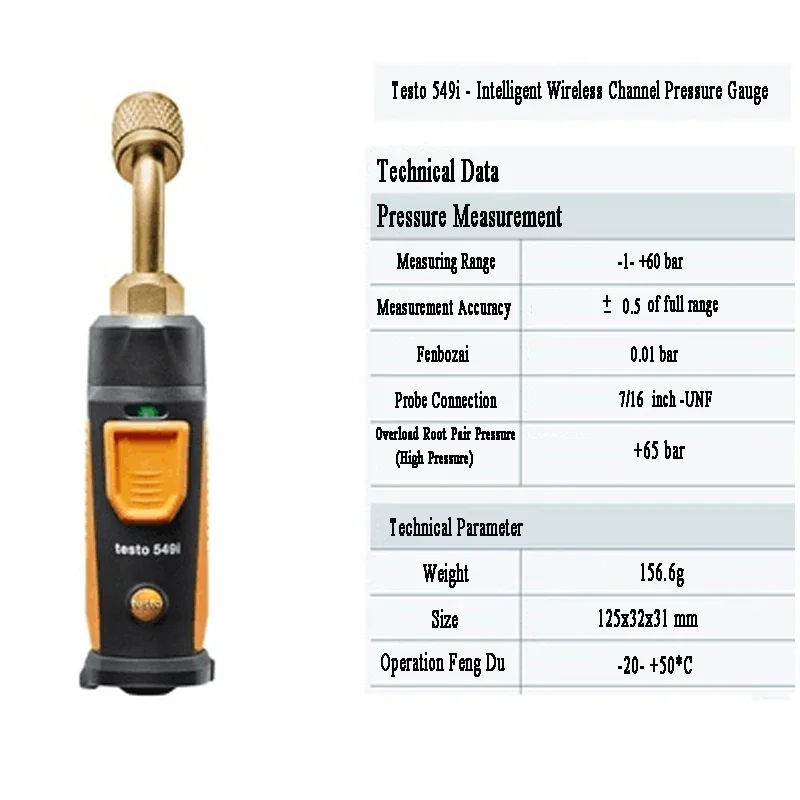 Testo 549I High--Compatible And Wireless Probe Refrigeration Pressure Gauge Meter