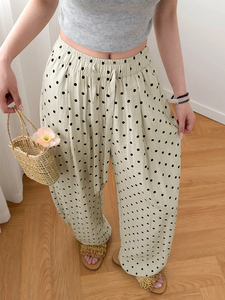 Pantalones de pierna ancha ligeros para mujer verano urbano empalmado cordones ropa de playa fluida ligero relajado elegante Modal dividido encantador lavado