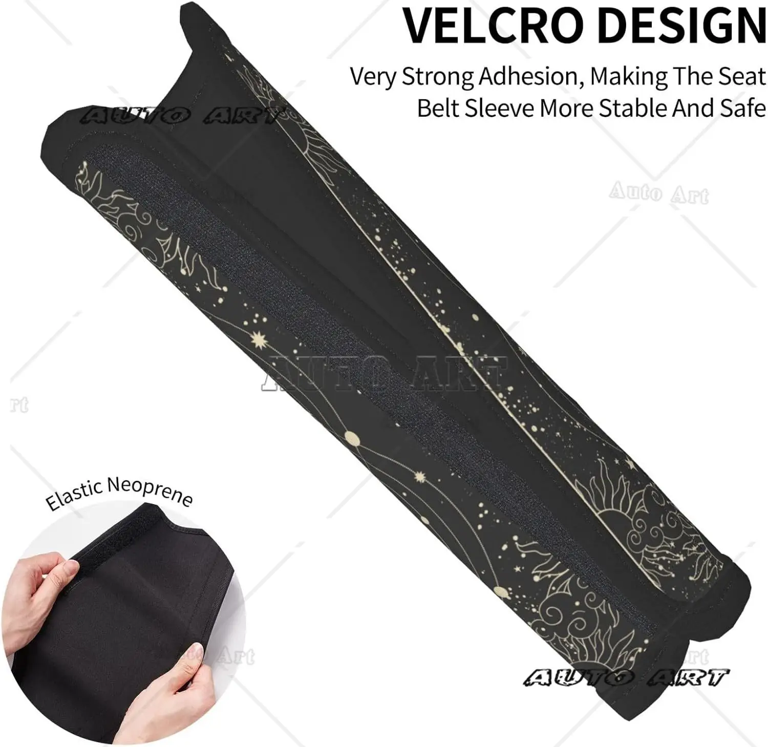 Vintage Sun Moon Stars 2PCS Car Seat Belt Cover Seatbelt Shoulder Protection Cushion Comfortable Strap To Protect