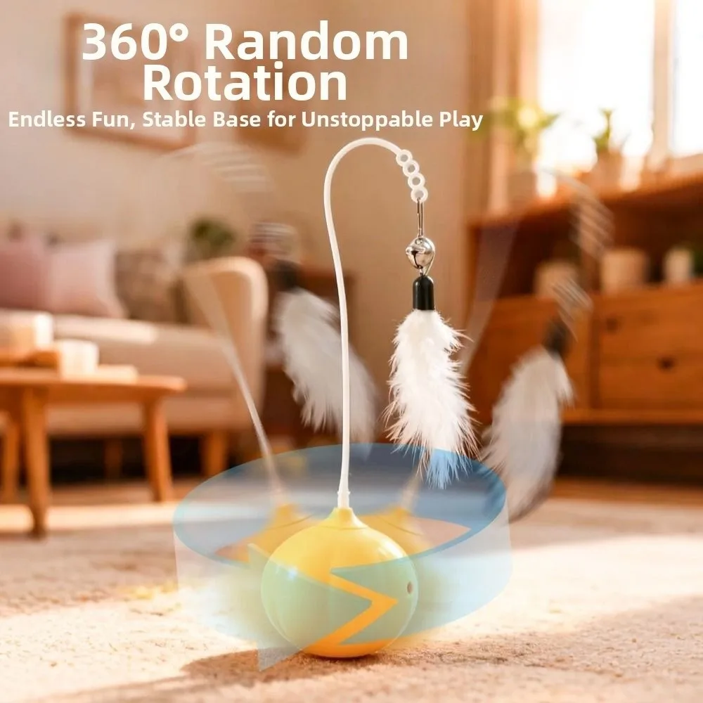 

Creative Cat Tumbler Toy Onion Design 360-degree Rotation Automatic Teasing Cat Toys with Feather Bell Funny