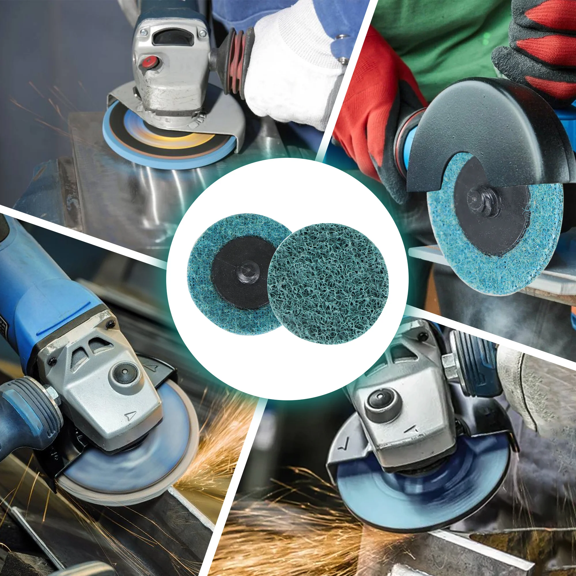 50 шт. 2-дюймовые синие быстросменные диски для подготовки поверхности, мелкозернистость для очистки, отделки и снятия заусенцев на металлах