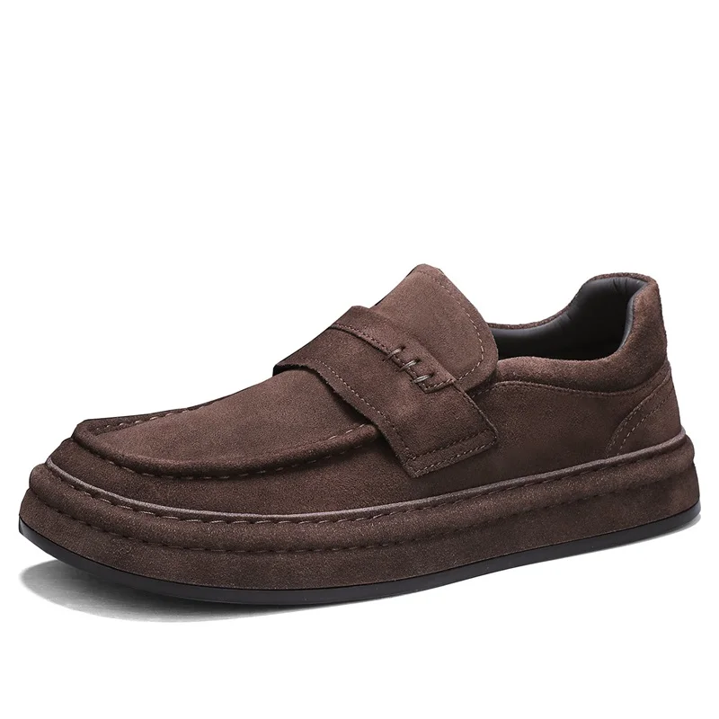 

VIPOL Men's leather loafers, low-top comfortable sports casual board shoes, handcrafted suede breathable casual shoes