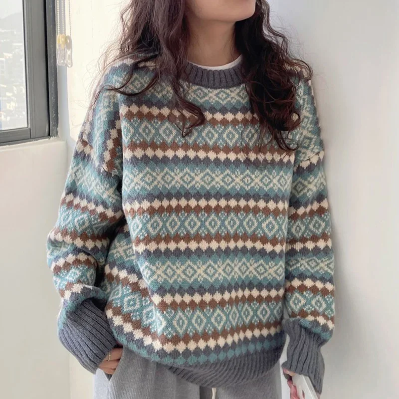 Autumn/winter New Fashion Elegant Comfortable High Quality Pullover Sweater Casual Vintage Loose Popular Knitted Women\'s Top